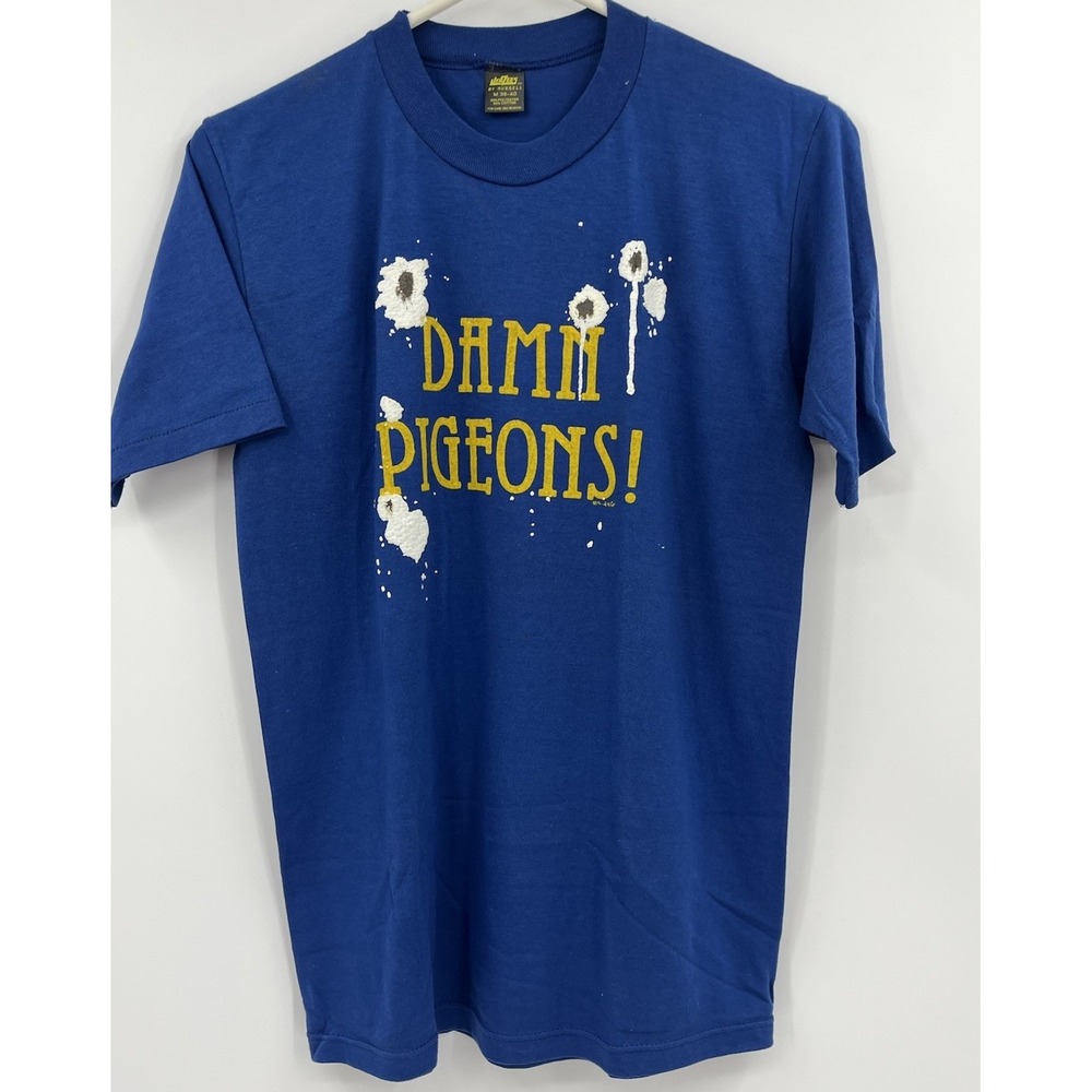 Vintage Jerzees Damn Pigeons Single Stitch T Shirt Size Medium Novelty USA Made
